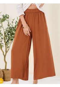 Sinsay - Wiskozowe spodnie culotte - brązowy. Kolor: brązowy. Materiał: wiskoza