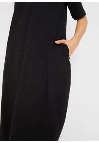 Sukienka bawełniana oversize, rękawy 1/2 bonprix czarny. Kolor: czarny. Materiał: bawełna. Typ sukienki: oversize #2
