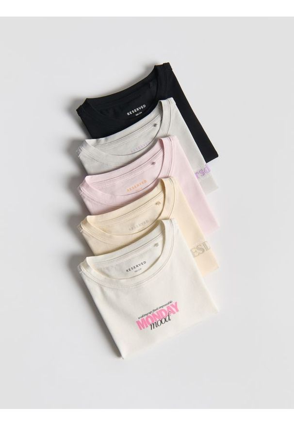 Reserved - Bawełniany t-shirt 5 pack - wielobarwny. Materiał: bawełna