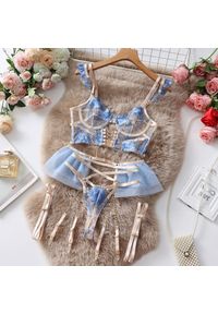 Intica - Komplet bielizny z koronką na wyjątkowe okazje Gritt. Kolor: niebieski. Materiał: koronka. Wzór: koronka #1