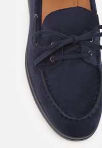 Born2be - Niebieskie Mokasyny Ozdobione Wiązaniem Fyrelerris. Okazja: na co dzień. Kolor: niebieski. Materiał: jeans. Wzór: aplikacja. Styl: klasyczny, casual #4