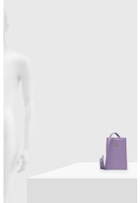 Patrizia Pepe torebka skórzana kolor fioletowy. Kolor: fioletowy. Materiał: skórzane. Rodzaj torebki: na ramię #3