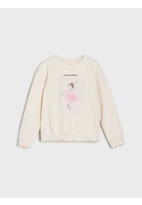 Sinsay - Bluza z aplikacją 3D - kremowy. Kolor: kremowy. Wzór: aplikacja