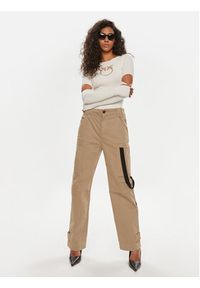 Pinko Spodnie materiałowe Caldo 101793 A15L Brązowy Wide Leg. Kolor: brązowy. Materiał: bawełna #3
