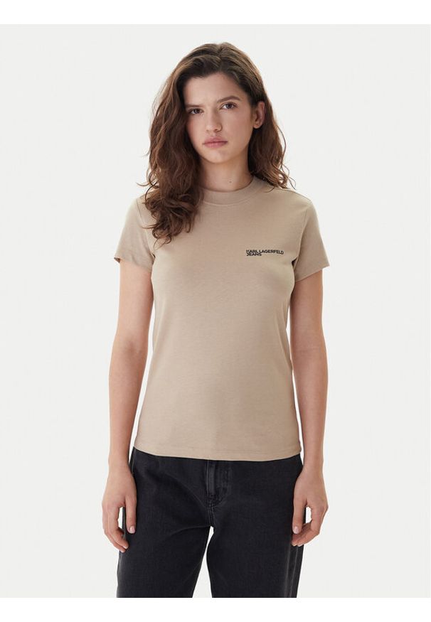 Karl Lagerfeld Jeans T-Shirt A1W17004 Zielony Slim Fit. Kolor: zielony. Materiał: bawełna