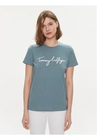TOMMY HILFIGER - Tommy Hilfiger T-Shirt Signature WW0WW41674 Niebieski Regular Fit. Kolor: niebieski. Materiał: bawełna #1