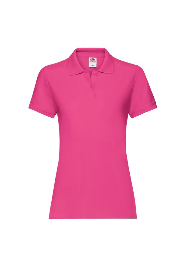 FRUIT OF THE LOOM - Damska Koszulka Polo Premium. Typ kołnierza: polo. Kolor: różowy