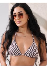 Sinsay - Wzorzysta góra od bikini - brązowy. Kolor: brązowy