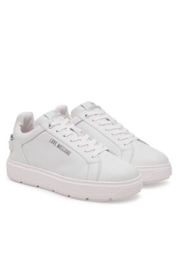 Love Moschino - LOVE MOSCHINO Sneakersy JA15394G1MIA0100 Biały. Kolor: biały. Materiał: skóra