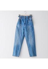 Sinsay - Spodnie jeansowe paperbag - Niebieski. Kolor: niebieski. Materiał: jeans #1