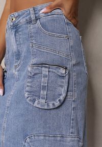Renee - Jasnoniebieska Ołówkowa Spódnica Maxi z Bawełny z Kieszeniami Metrima. Okazja: na co dzień, na spacer. Kolor: niebieski. Materiał: bawełna. Styl: elegancki, casual