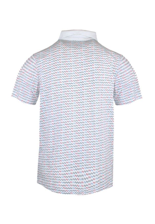 Koszulka Polo - Męska - Pako Jeans - Biała w Drobny Wzór. Okazja: na co dzień. Typ kołnierza: polo. Kolor: biały. Materiał: bawełna. Styl: casual