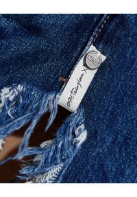 ONETEASPOON - Granatowe szorty jeansowe Frankies Low Waist. Stan: obniżony. Kolor: niebieski. Materiał: jeans. Wzór: paski, aplikacja