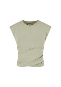 Krótkie topy damskie Urban Classics Wrapped. Kolor: zielony. Długość: krótkie. Styl: elegancki #1