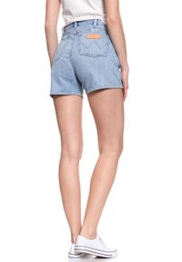 Wrangler - DAMSKIE SPODENKI WRANGLER RETRO SHORT TUBBLE BLUE W29SFH17J. Stan: podwyższony. Kolor: niebieski. Styl: retro #6