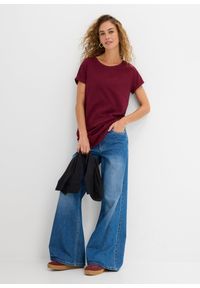 bonprix - Długi T-shirt z czystej bawełny. Kolor: czerwony. Materiał: bawełna. Długość rękawa: krótki rękaw. Długość: krótkie, długie #2