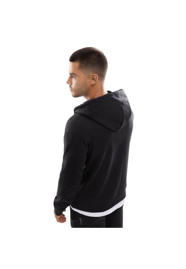 SIROKO - Męska rozpinana bluza treningowa z kapturem Fitness Siroko Intrepid. Typ kołnierza: kaptur. Kolor: czarny. Materiał: materiał. Sport: fitness