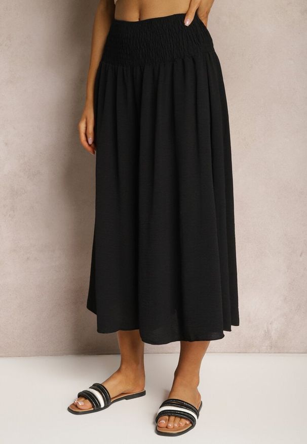 Renee - Czarne Spodnie Szerokie Luźne High Waist Inestria. Stan: podwyższony. Kolor: czarny. Materiał: tkanina. Sezon: lato