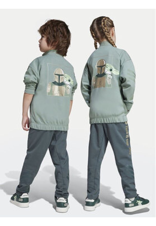 Adidas - adidas Spodnie dresowe Star Wars The Mandalorian™ JF3652 Zielony Regular Fit. Kolor: zielony. Materiał: bawełna. Wzór: motyw z bajki