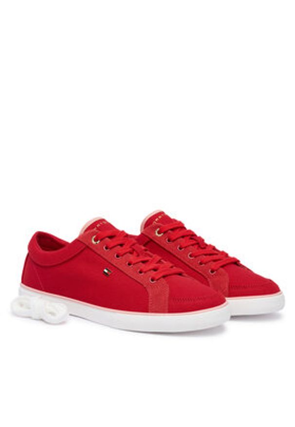 TOMMY HILFIGER - Tommy Hilfiger Tenisówki Th Low Vulc FW0FW09390 Czerwony. Kolor: czerwony. Materiał: materiał