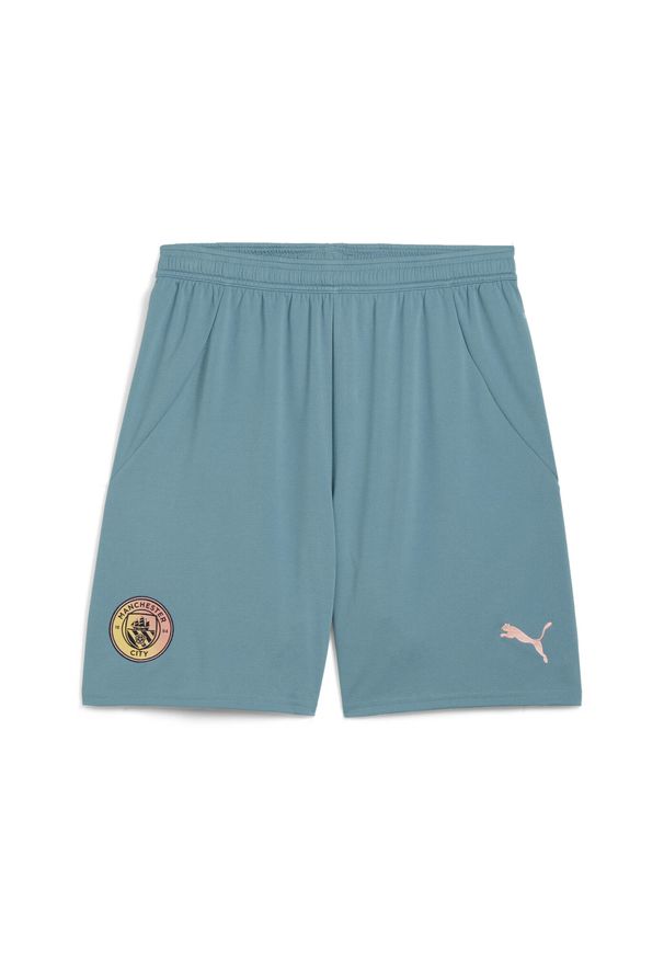 Puma - Krótki Manchester City 2024/25. Kolor: wielokolorowy, różowy, niebieski. Długość: krótkie. Sport: piłka nożna