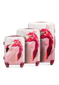 Wittchen - Zestaw walizek z ABS-u z nadrukiem różowy. Kolor: różowy. Materiał: guma. Wzór: nadruk. Styl: wakacyjny #1