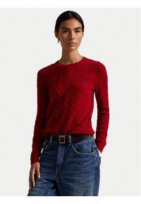Polo Ralph Lauren Sweter 211971865013 Czerwony Slim Fit. Typ kołnierza: polo. Kolor: czerwony. Materiał: wełna