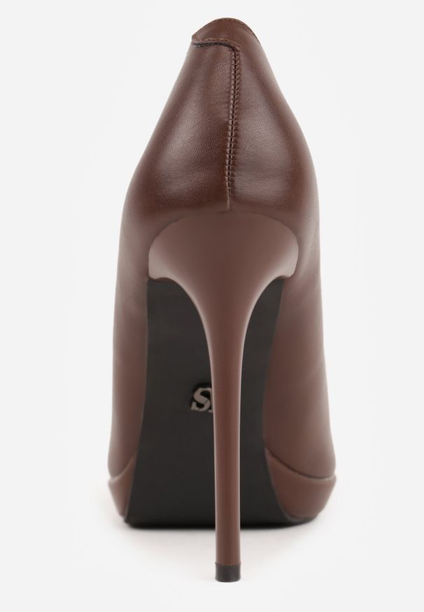 Born2be - Brązowe Szpilki Vices na Platformie ze Skórzaną Wkładką Racca. Okazja: na spotkanie biznesowe, na ślub cywilny, do pracy, na wesele, na imprezę. Kolor: brązowy. Materiał: skóra. Obcas: na platformie. Styl: biznesowy, wizytowy