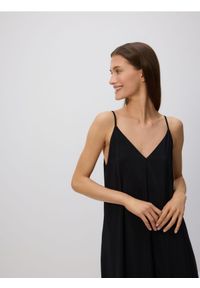 Reserved - Sukienka maxi z modalu - czarny. Kolor: czarny. Długość: maxi