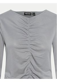 Pieces Bluzka Anora 17151339 Szary Slim Fit. Kolor: szary. Materiał: syntetyk #3