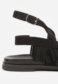 Renee - Czarne Sandały Typu Rzymianki Ozdobione Frędzlami Casasos. Okazja: na co dzień. Kolor: czarny. Materiał: koronka. Wzór: aplikacja. Sezon: lato. Styl: casual #7