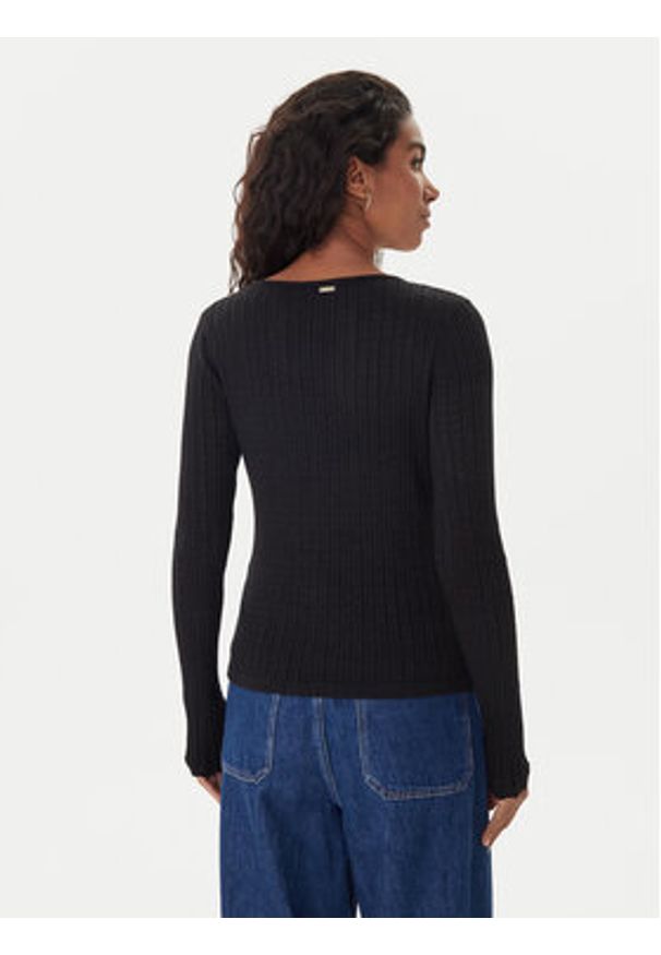 Fracomina Sweter FS25WT7021K501Q7 Czarny Slim Fit. Kolor: czarny. Materiał: wiskoza, syntetyk