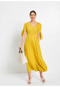 Sukienka z wiskozy bonprix żółty kanarkowy. Kolor: żółty. Materiał: wiskoza #3