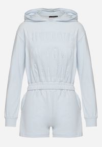 Born2be - Jasnoniebieski Bawełniany Komplet Sportowy Bluza z Kapturem i Szorty Izilia. Kolor: niebieski. Materiał: bawełna