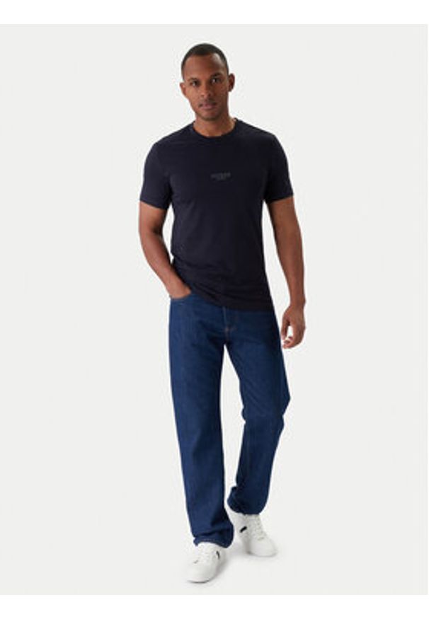 Guess T-Shirt M2YI72 I3Z14 Granatowy Slim Fit. Kolor: niebieski. Materiał: bawełna