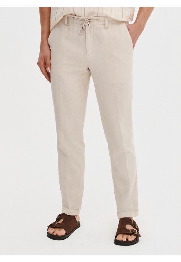 Pako Lorente - PAKO LORENTE - Lniane spodnie męskie. Materiał: len. Wzór: gładki. Sezon: wiosna