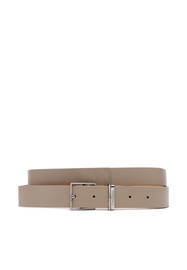 Calvin Klein Pasek Damski Branded Loop Square Belt 2.5 K60K612866 Beżowy. Kolor: beżowy. Materiał: skóra