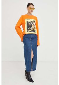 Resume - Résumé longsleeve bawełniany kolor pomarańczowy. Kolor: pomarańczowy. Materiał: bawełna. Długość rękawa: długi rękaw. Wzór: nadruk. Styl: klasyczny #5