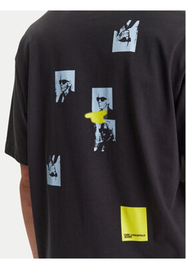 Karl Lagerfeld Jeans T-Shirt A3M17036 Czarny Relaxed Fit. Kolor: czarny. Materiał: bawełna