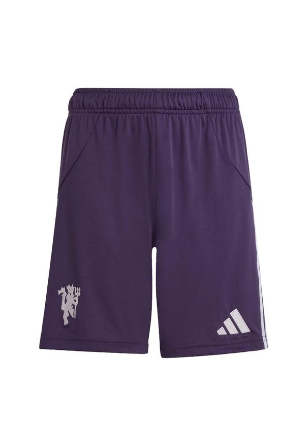 Adidas - Szorty Manchester United 25/26 Away Kids. Kolor: fioletowy. Sport: piłka nożna