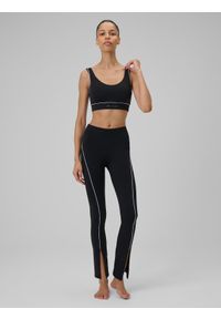 4f - 4F Biustonosz do jogi z niskim wsparciem damski - czarny M. Kolor: czarny. Materiał: guma, skóra, materiał. Sport: joga i pilates #2