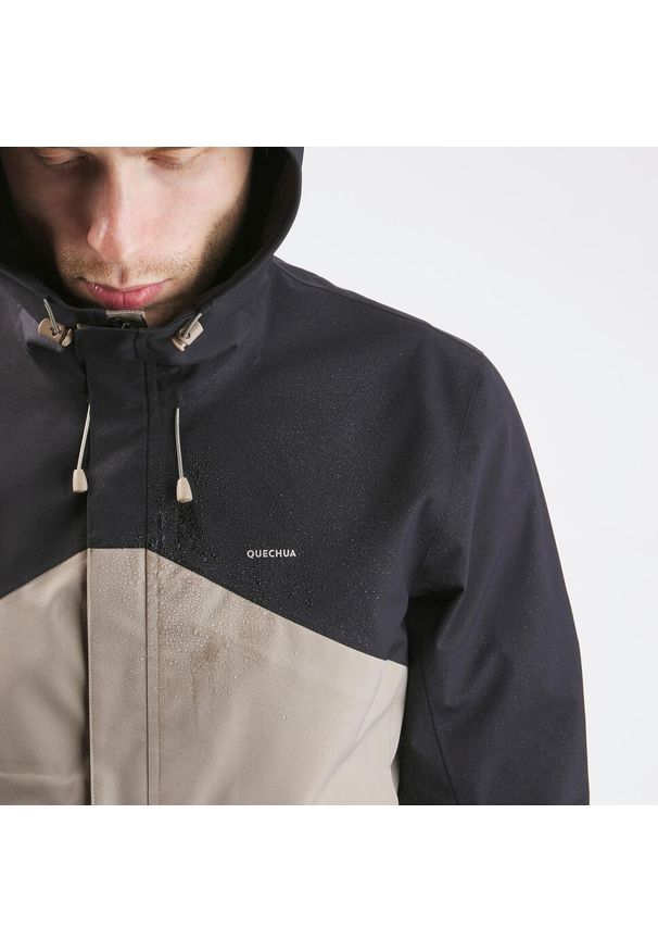 quechua - Kurtka turystyczna męska, Quechua MH150, wodoodporna. Kolor: czarny, brązowy, wielokolorowy, beżowy. Materiał: poliester, materiał. Sport: turystyka piesza, wspinaczka