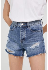 Answear Lab szorty jeansowe Push Up damskie gładkie high waist. Stan: podwyższony. Kolor: niebieski. Materiał: jeans. Wzór: gładki. Styl: wakacyjny