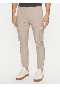 Calvin Klein Jeans Joggery Skinny Cargo J30J327614 Beżowy Skinny Fit. Kolor: beżowy. Materiał: bawełna