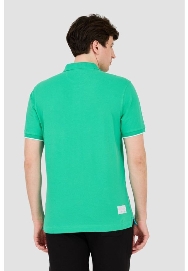 La Martina - LA MARTINA Zielone męskie polo z dużym logo, Rozmiar M. Typ kołnierza: polo. Kolor: zielony