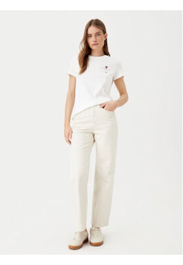 Vero Moda T-Shirt Viva 10322077 Biały Regular Fit. Kolor: biały. Materiał: bawełna