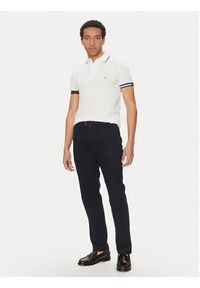 TOMMY HILFIGER - Tommy Hilfiger Polo Flag Cuff MW0MW38458 Biały Slim Fit. Typ kołnierza: polo. Kolor: biały. Materiał: bawełna #3
