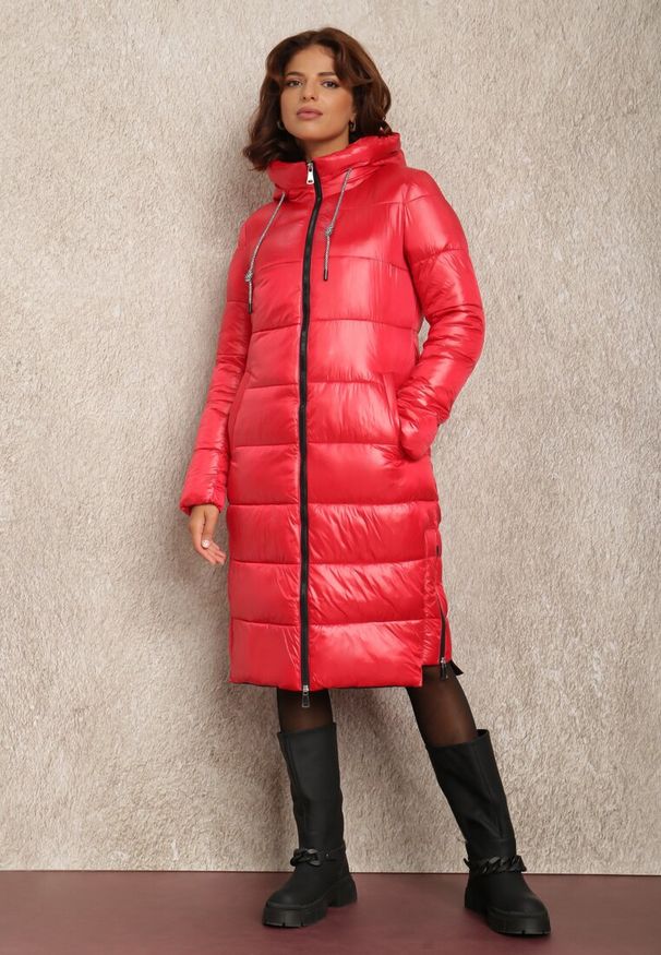 Renee - Czerwona Kurtka Cilitheme. Okazja: na co dzień. Kolor: czerwony. Materiał: tkanina. Długość: długie. Styl: casual