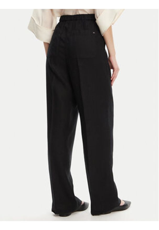 TOMMY HILFIGER - Tommy Hilfiger Spodnie materiałowe WW0WW46823 Czarny Straight Fit. Kolor: czarny. Materiał: len