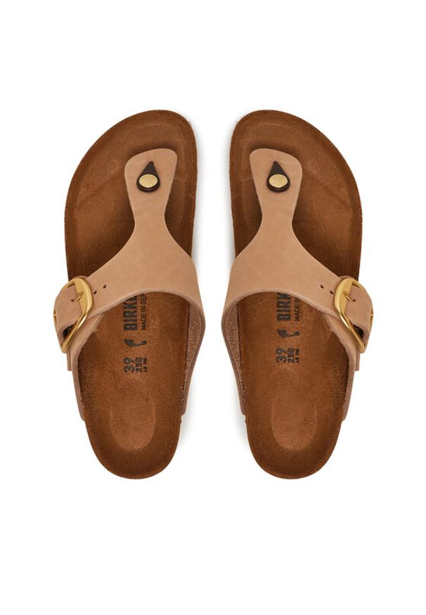 Birkenstock Japonki Gizeh Big Buckle LENB 1024007 Beżowy. Kolor: beżowy. Materiał: nubuk, skóra